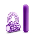 Play With Me - the Player - Vibrating Double Strap Ring - Purple Vibrators Blush