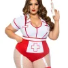 Plus Nurse Feelgood Sexy Costume - 1x/2x - White / Red Costumes Leg Avenue