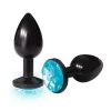 The 9's the Silver Starter Anodized Bejeweled Stainless Steel Plug - Aqua Anal Play Icon Brands