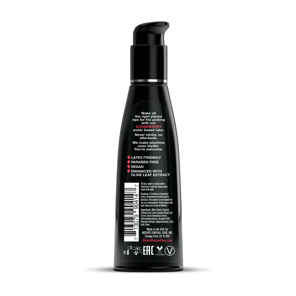 Aqua Strawberry Flavored Water Based Intimate Lubricant - 4 Fl. Oz. Lubes & Essentials Wicked Sensual Care
