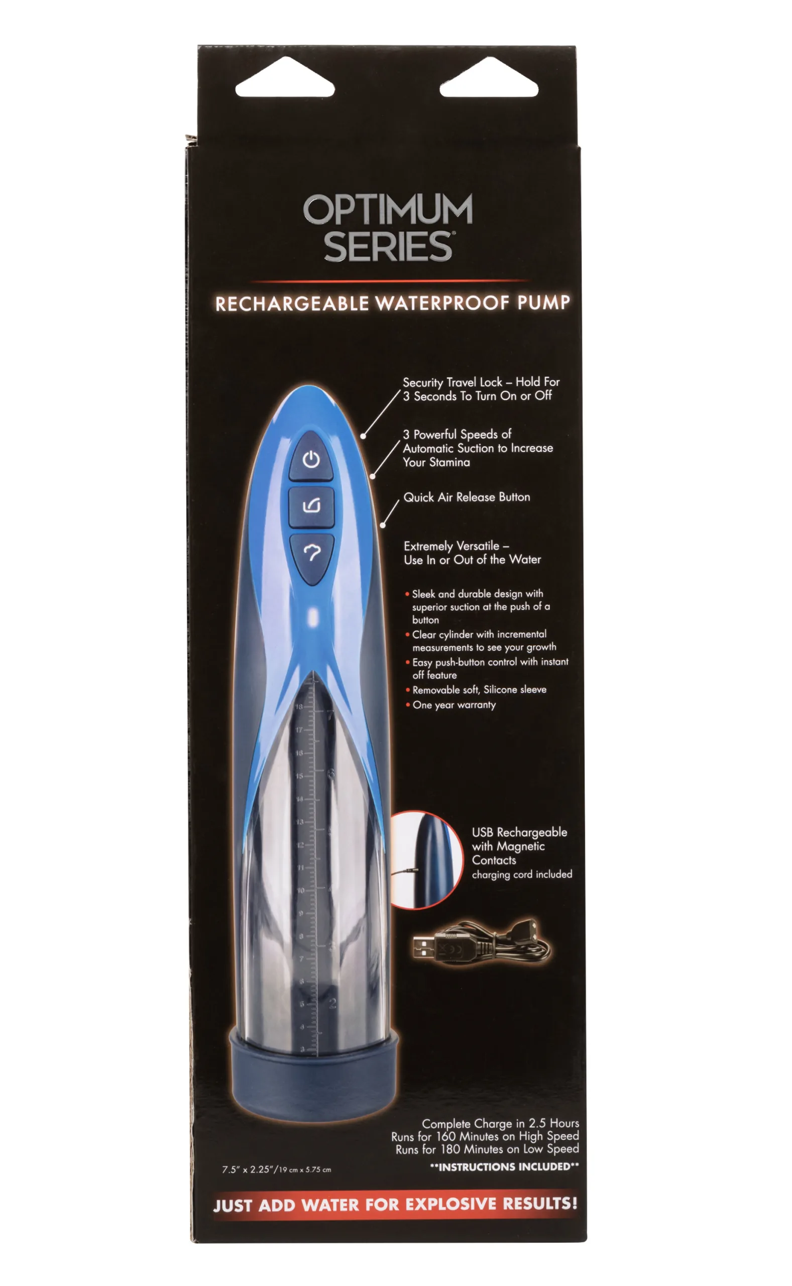 Optimum Series Rechargeable Waterproof Pump Strokers & Pumps CalExotics