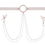 Peaches N Creame Collar With Nipple Clamps - Pink BDSM & Kink Sportsheets