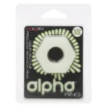 Alpha Glow-in-the-Dark Liquid Silicone Prolong Sexagon Ring - White Enhancers CalExotics