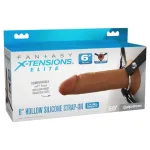 Fantasy X-Tensions Elite 6" Silicone Hollow Strap Dual Density Brown Dildos Pipedream