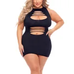 Can't Commit Dress - Queen Size - Black Robes & Sleepwear Pink Lipstick