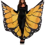 Festival Butterfly Wing Halter Cape - Orange/ - One Size - Black Costumes Leg Avenue