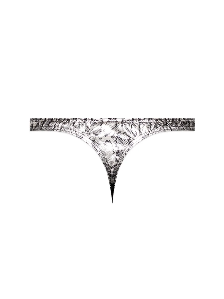 Snaked - Criss Cross Thong - Large/x-Large - Silver/black Panties & Thongs Male Power