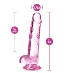 Naturally Yours - 7 Inch Crystalline Dildo - Rose Dildos Blush