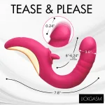 Tease and Please Thrusting and Licking Vibrator - Fuchsia Lubes & Essentials XR Brands