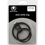 Nitrile Dual Cock Ring - Black Cockrings | Cockrings W/Dual Straps Spartacus