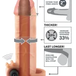 Fantasy X-Tensions Vibrating Real Feel 2-Inch Extension - Flesh Penis Extension & Sleeves | Vibrating Pipedream