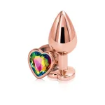 Rear Assets - Rose Gold Heart - Medium - Rainbow Anal Play nsnovelties