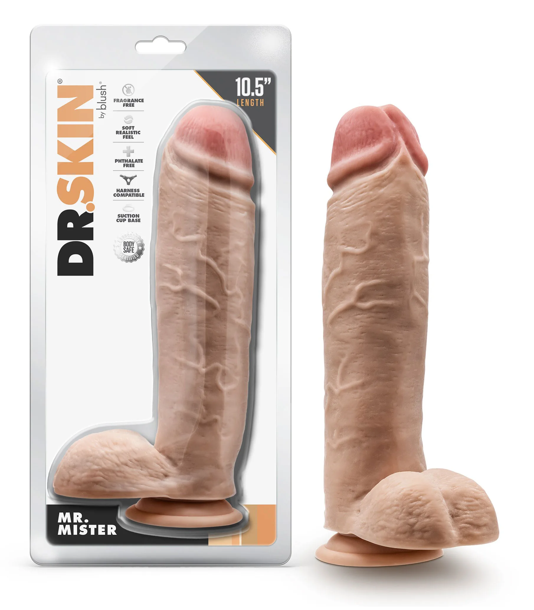 Dr. Skin - Mr. Mister - 10.5 Inch Dildo With Balls - Beige Dildos Blush