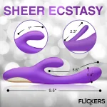 Tri-Flick Flicking Silicone Rabbit Vibrator - Purple Vibrators XR Brands