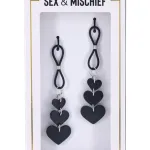 Heart Nipple Ties - Black Nipple Stimulators | Nipple Clamps Non-Vibrating Sportsheets