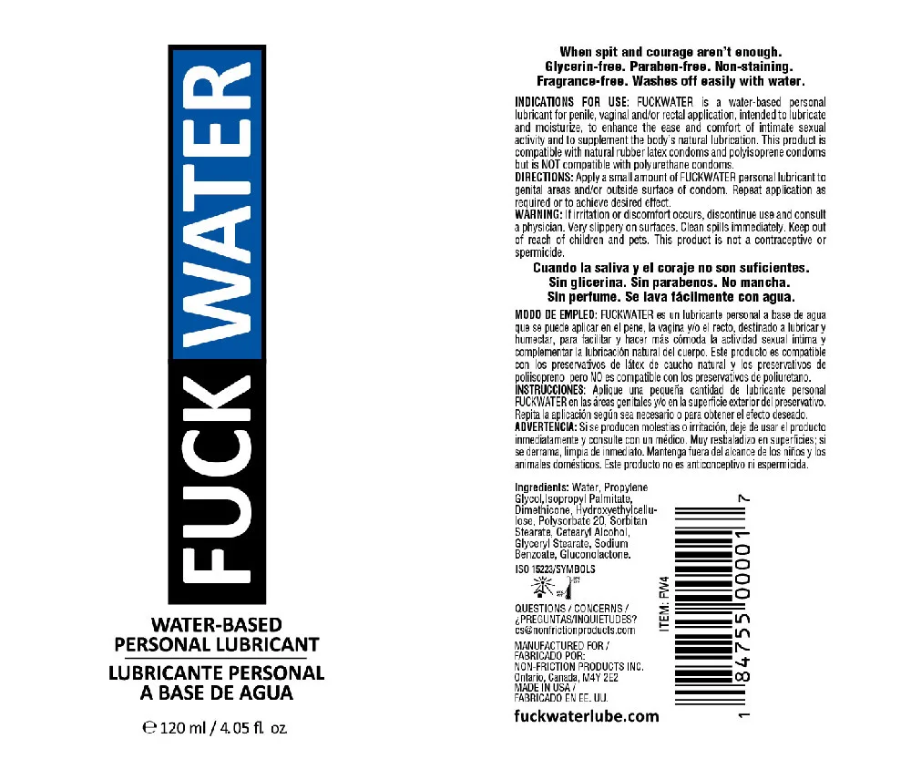 Fuck Water Water-Based Lubricant - 4 Fl. Oz. Lubes & Essentials Fuck Water