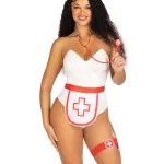 5 Pc Nurse Kit - One Size - White/red Hosiery & Garters Leg Avenue