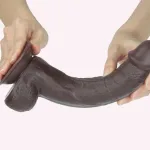 Get Lucky 9 Inch Real Skin Dildo - Dark Brown Dildos Voodoo Toys