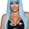 24 Inch Long Straight Bang Wig Blue Costumes Leg Avenue