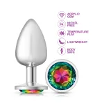 Rainbow Round Gem Silver Metal Plug - Lg Anal Play Viben