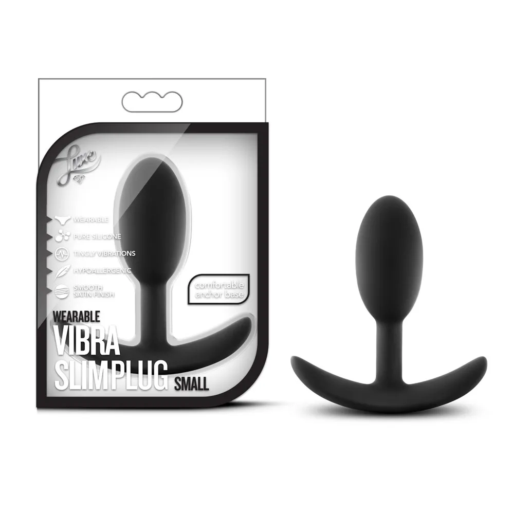 Luxe - Wearable Vibra Slim Plug - Small - Black Anal Play Blush
