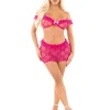 Magenta 2pc Bow Net Ruffle Bra Top and - and Mini Skirt - Os Bras Leg Avenue