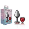 Deep Red Heart Gem Gunmetal Metal Plug - Md Anal Play Viben
