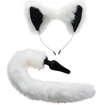 White Fox Tail Anal Plug and Ears Set Anal Play XR Brands