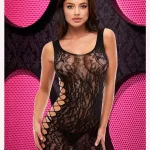 Leopard Lace Mini Dress - One Size - Black Hosiery & Garters Lapdance