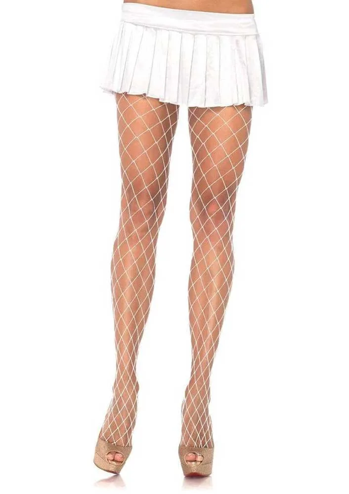 Xena Spandex Diamond Tights - One Size - White Hosiery & Garters Leg Avenue