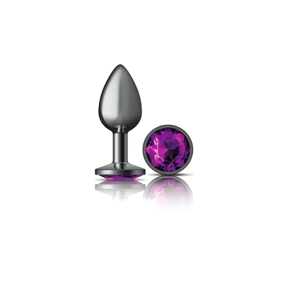 Purple Round Gem Gunmetal Metal Plug - Sm Anal Play Viben