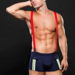 Fireman Bottom With Suspenders 2 Pc - Medium/large - Navy Blue/red Costumes Envy Menswear