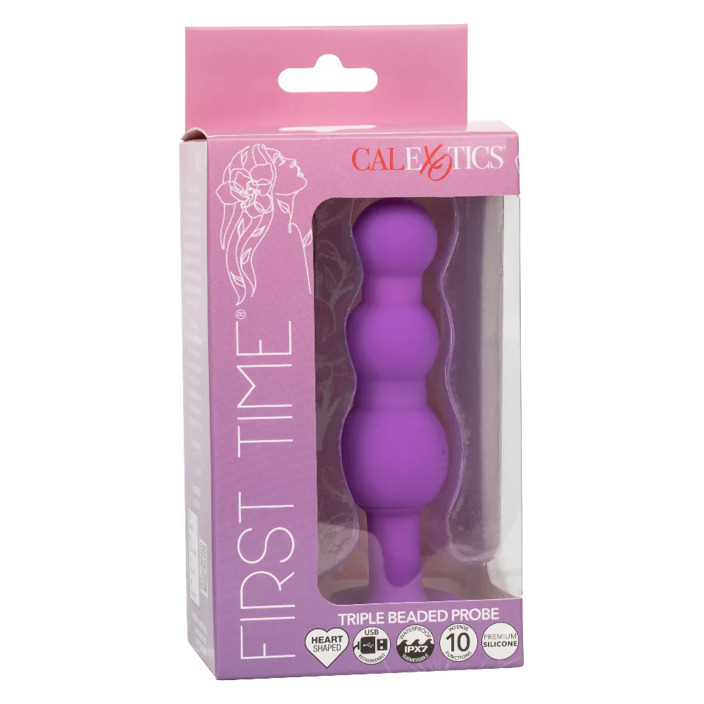 First Time Triple Beaded Probe - Purple Vibrators CalExotics