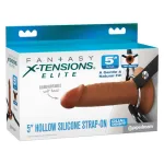 Fantasy X-Tensions Elite 5" Silicone Hollow Strap-on Dual Density - Brown Dildos Pipedream