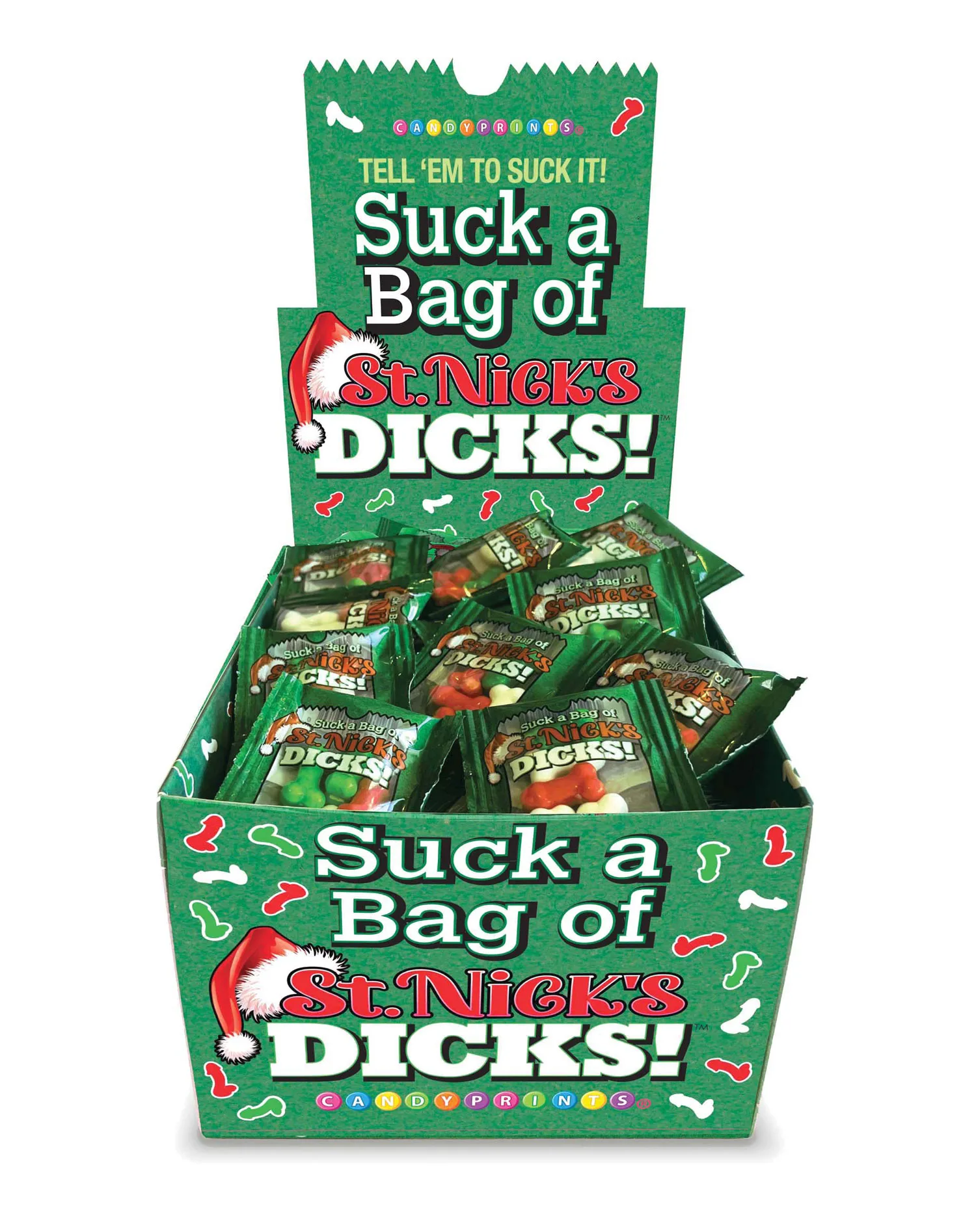 Suck a Bag of St. Nicks Dicks- Display of 100 Ct. Hosiery & Garters Little Genie