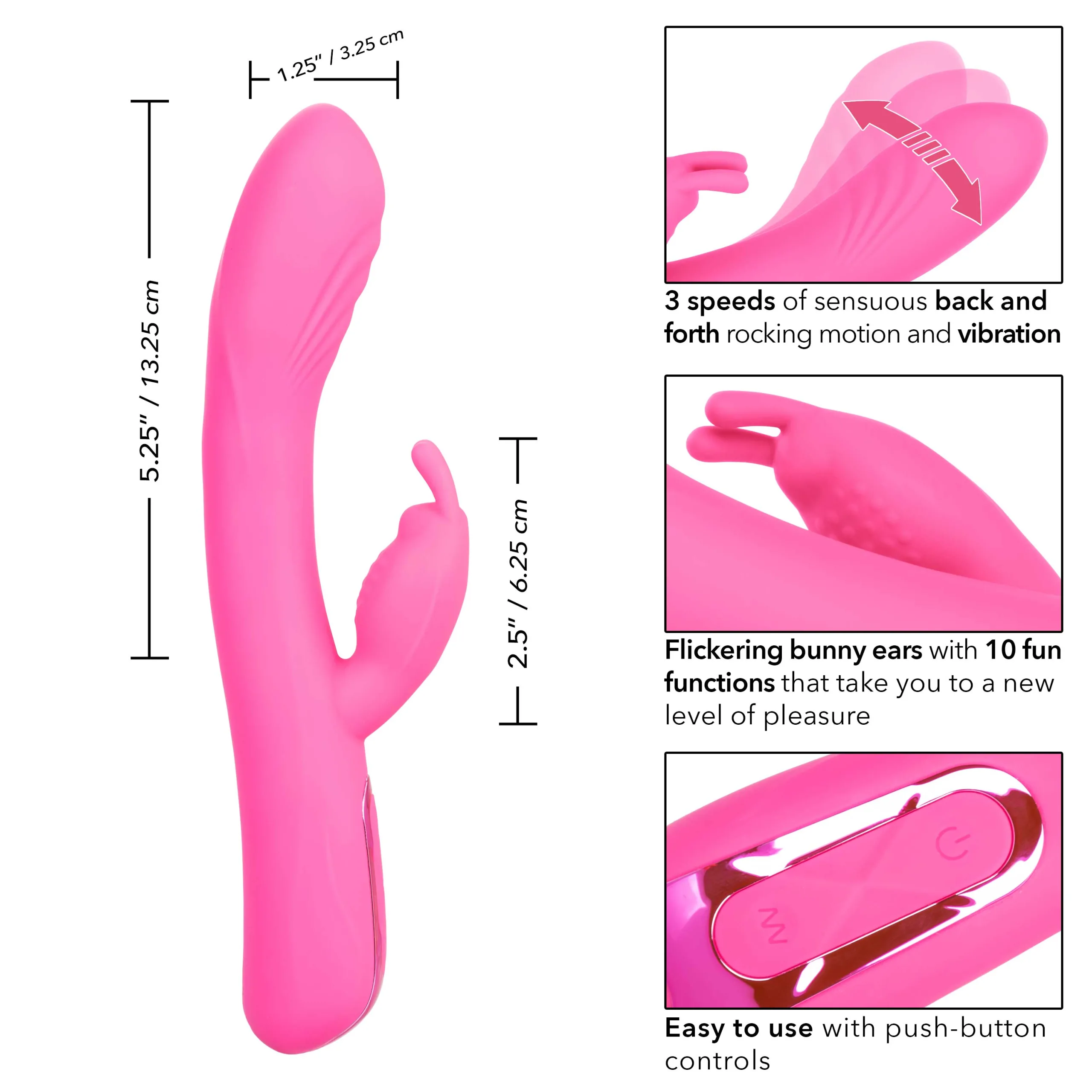 Jack Rabbit Elite Rocking Rabbit - Pink Vibrators CalExotics