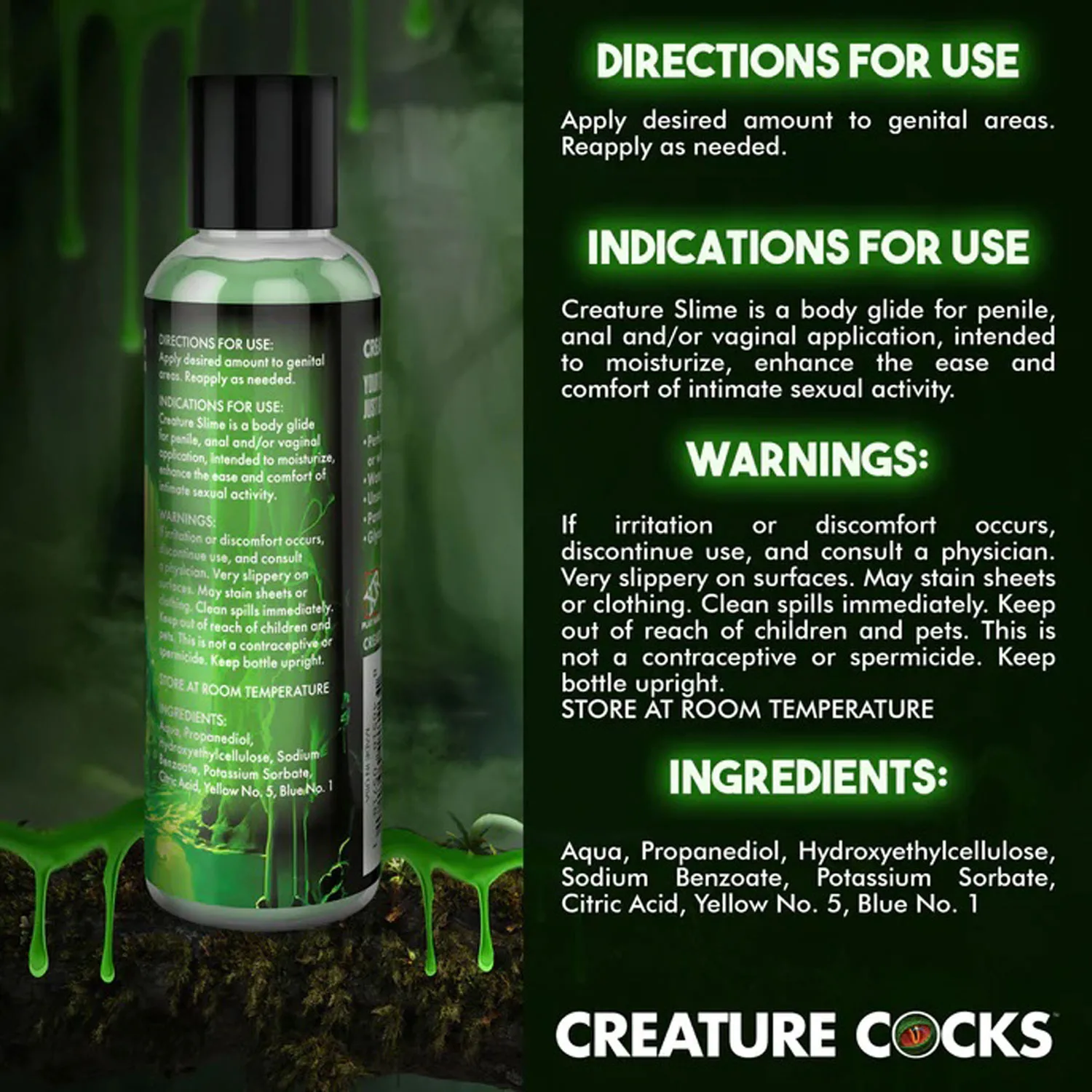 4oz Creature Slime Green Slime Water-Based - Lubricant Lubes & Essentials XR Brands