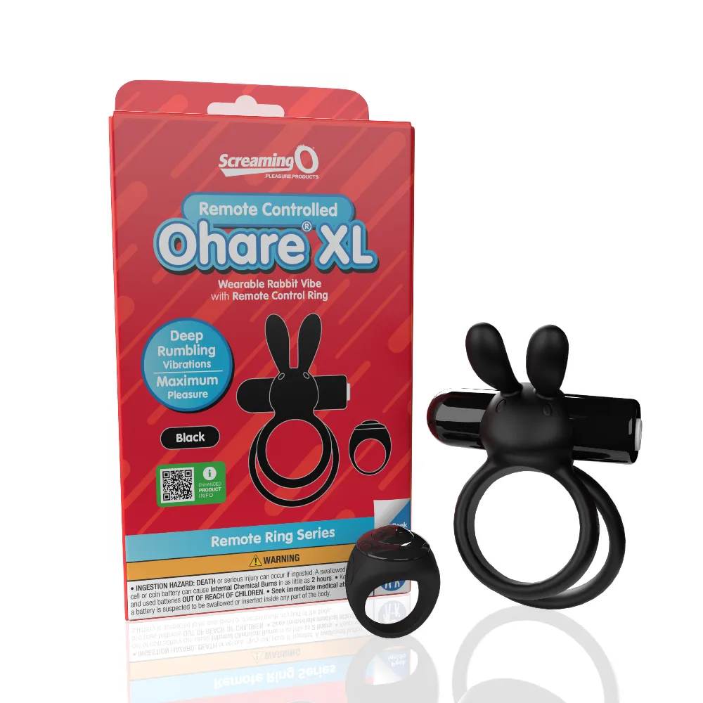 Screaming O Remote Controlled Ohare XL Vibrating Ring - Black Vibrators Screaming O
