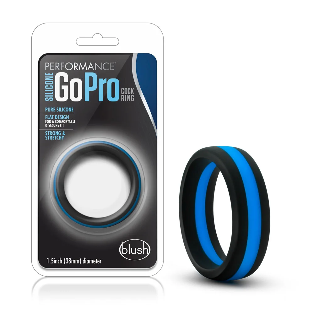 Performance - Silicone Go Pro Cock Ring - Black/blue/black - Image 3