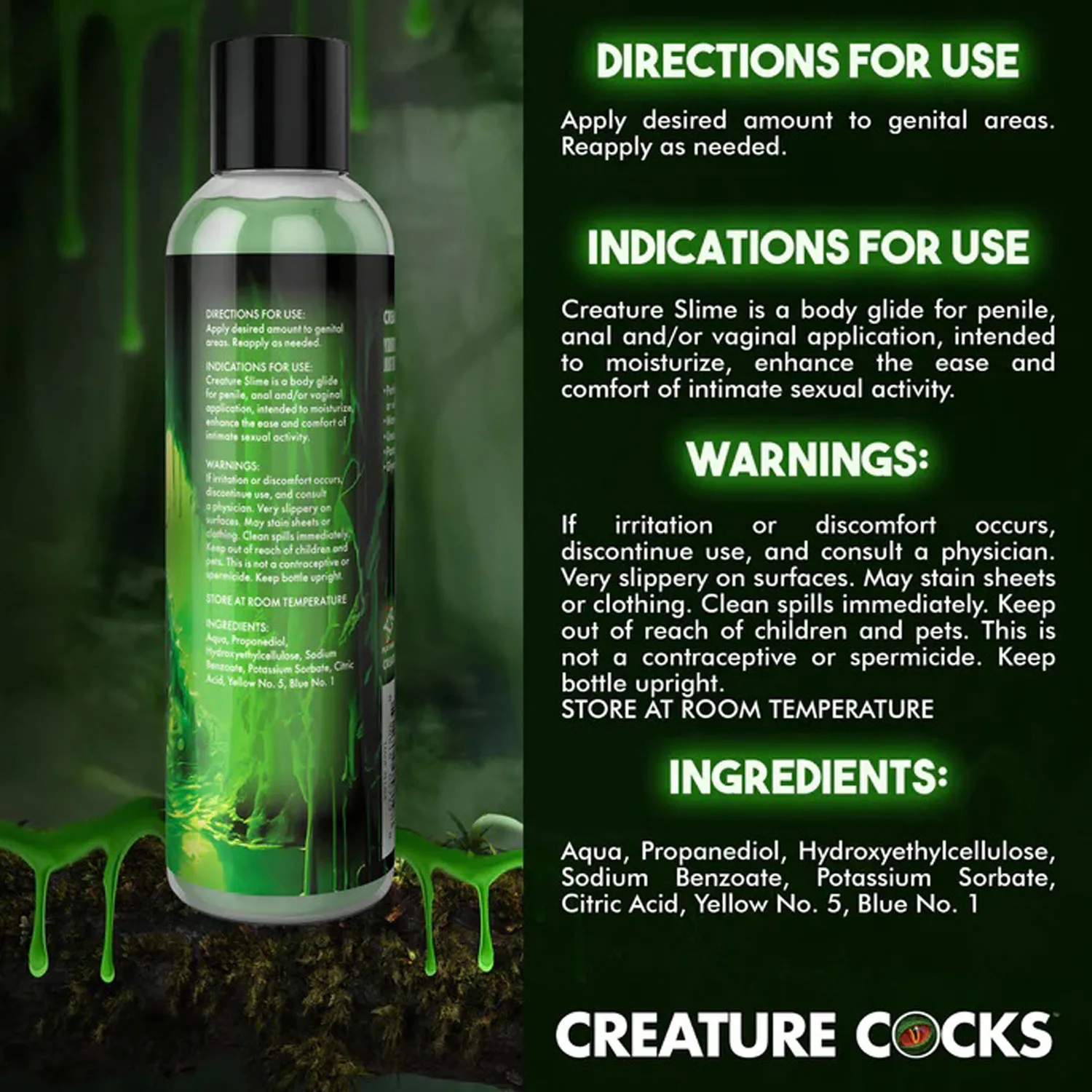 8oz Creature Slime Green Slime Water-Based - Lubricant Lubes & Essentials XR Brands