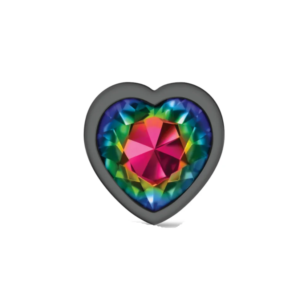 Rainbow Heart Gem Gunmetal Metal Plug - Lg Anal Play Viben