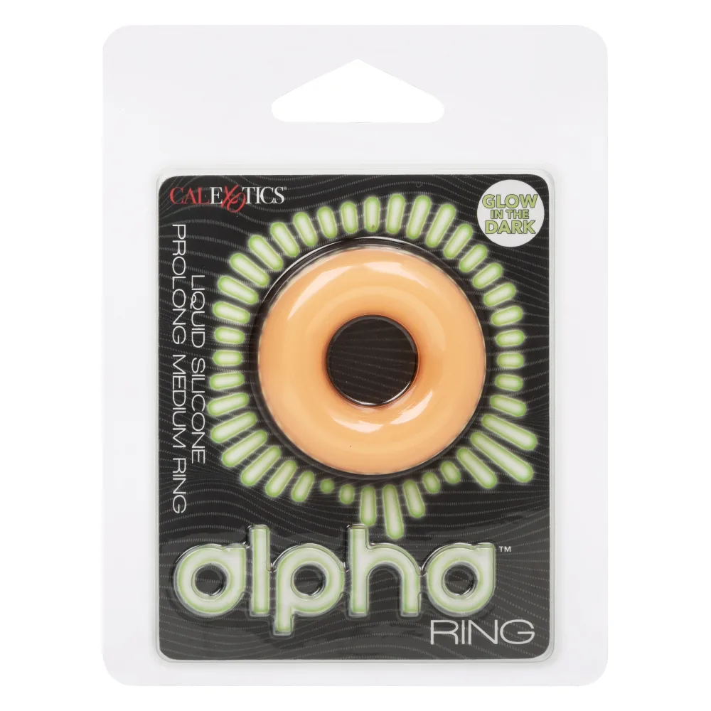 Alpha Glow-in-the-Dark Liquid Silicone Prolong Medium Ring - Orange Enhancers CalExotics