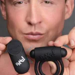 Bang - Silicone Cock Ring and Bullet With Remote Control - Black Vibrators XR Brands
