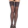Stay Up Sheer Thigh Highs - One Size - Black Hosiery & Garters Leg Avenue