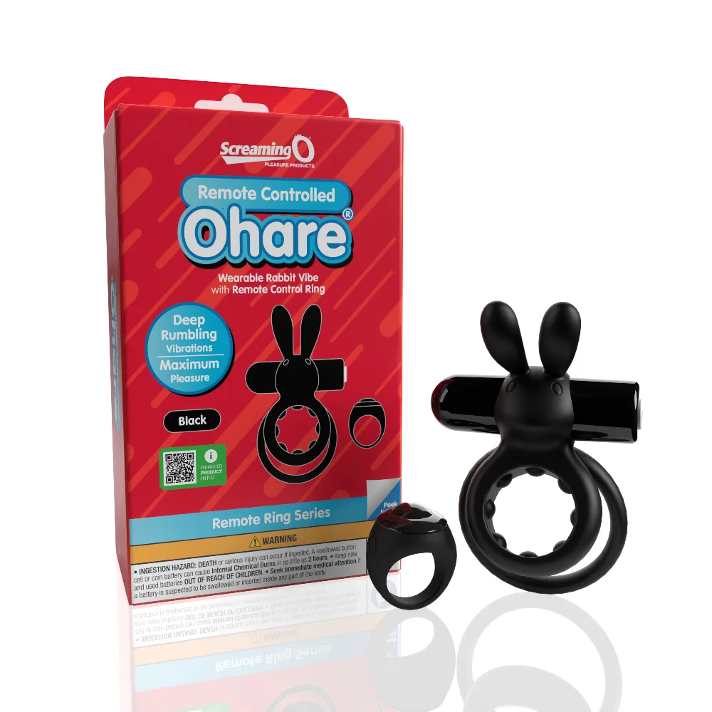 Screaming O Remote Controlled Ohare Vibrating Ring - Black Vibrators Screaming O