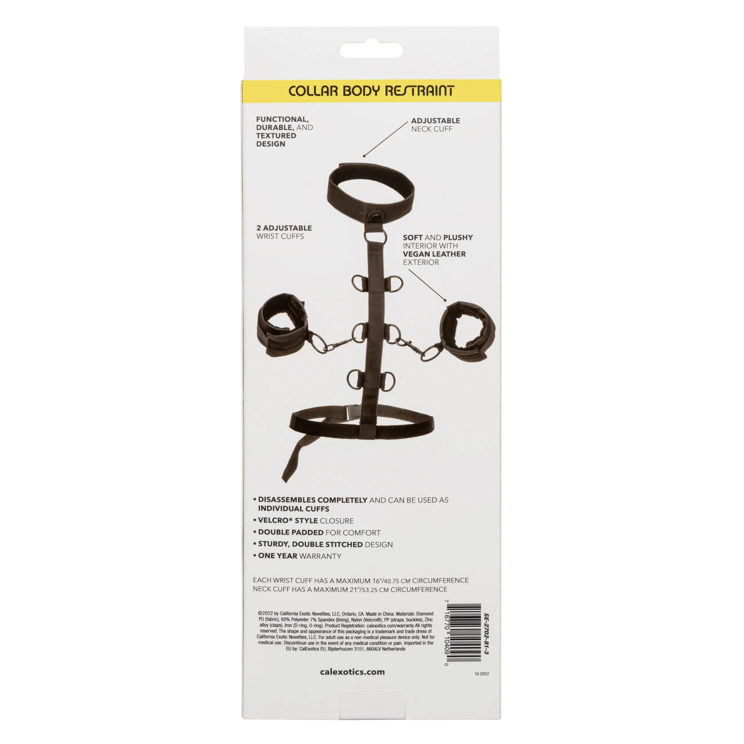 Boundless Collar Body Restraint - Black BDSM & Kink CalExotics