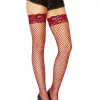 Stay Up Fishnet Thigh Highs - One Size - Burgundy Hosiery & Garters Leg Avenue