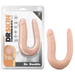 Dr. Skin Silicone - Dr. Double - 12 Inch Double Dong - Vanilla Anal Play Blush