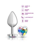 Clear Iridescent Heart Gem Silver Metal Plug - Md Anal Play Viben