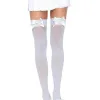 Opaque Thigh Highs With Satin Bow Accent - One Size - White Hosiery & Garters Leg Avenue